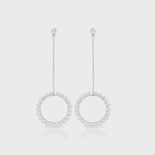 Perle -Circle of Pearls Chain Stud Earrings.