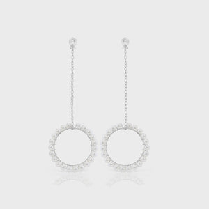 Perle -Circle of Pearls Chain Stud Earrings.