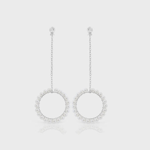 Perle -Circle of Pearls Chain Stud Earrings.
