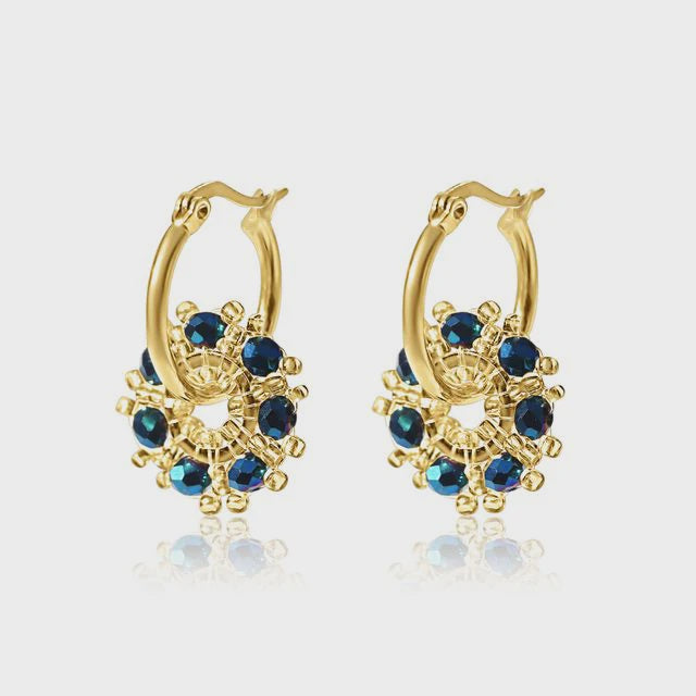 Steel Me - Peacock Blue Bead Earrings