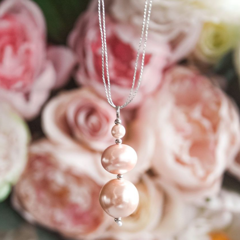 Perle Pink Silver Cord Necklace.