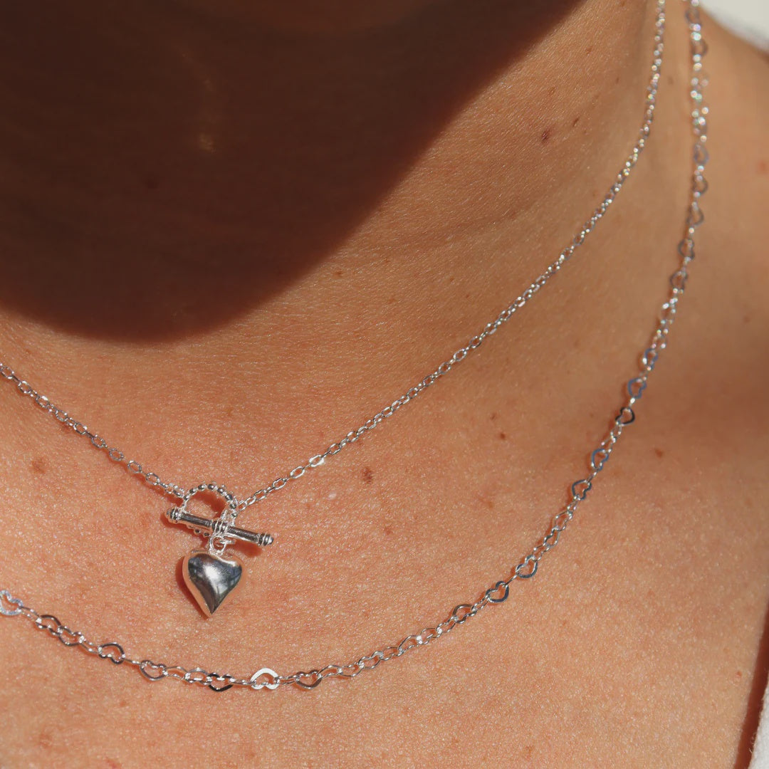 The Heart Series Silver Petite Heart Fob Necklace