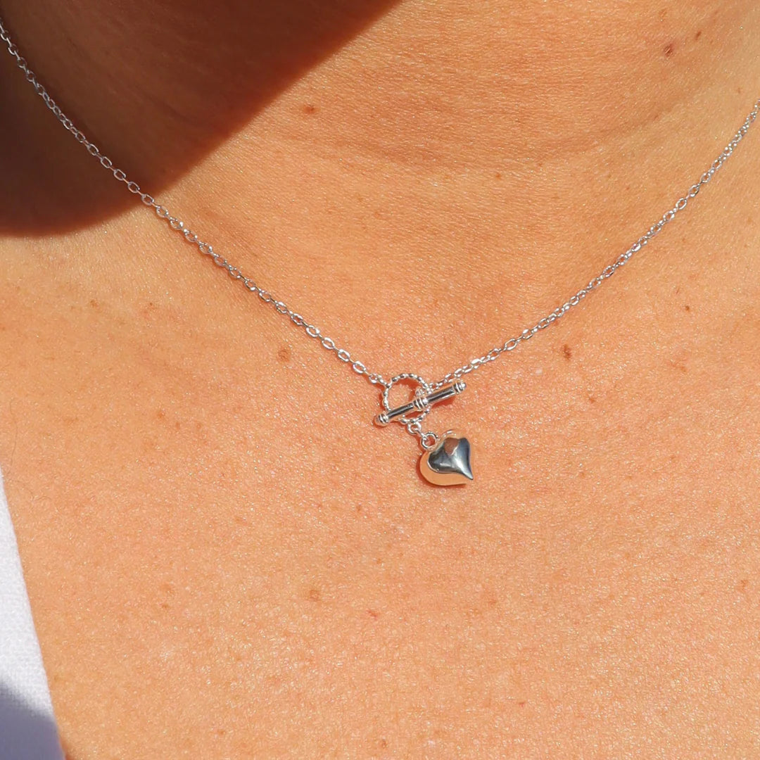 The Heart Series Silver Petite Heart Fob Necklace