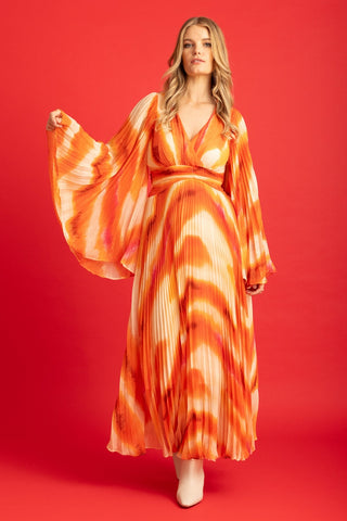 Amber Pleated Dress - Orange