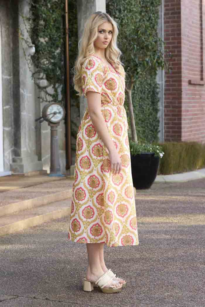 Phoebe Wrap Dress - Paisley Fluro Pink