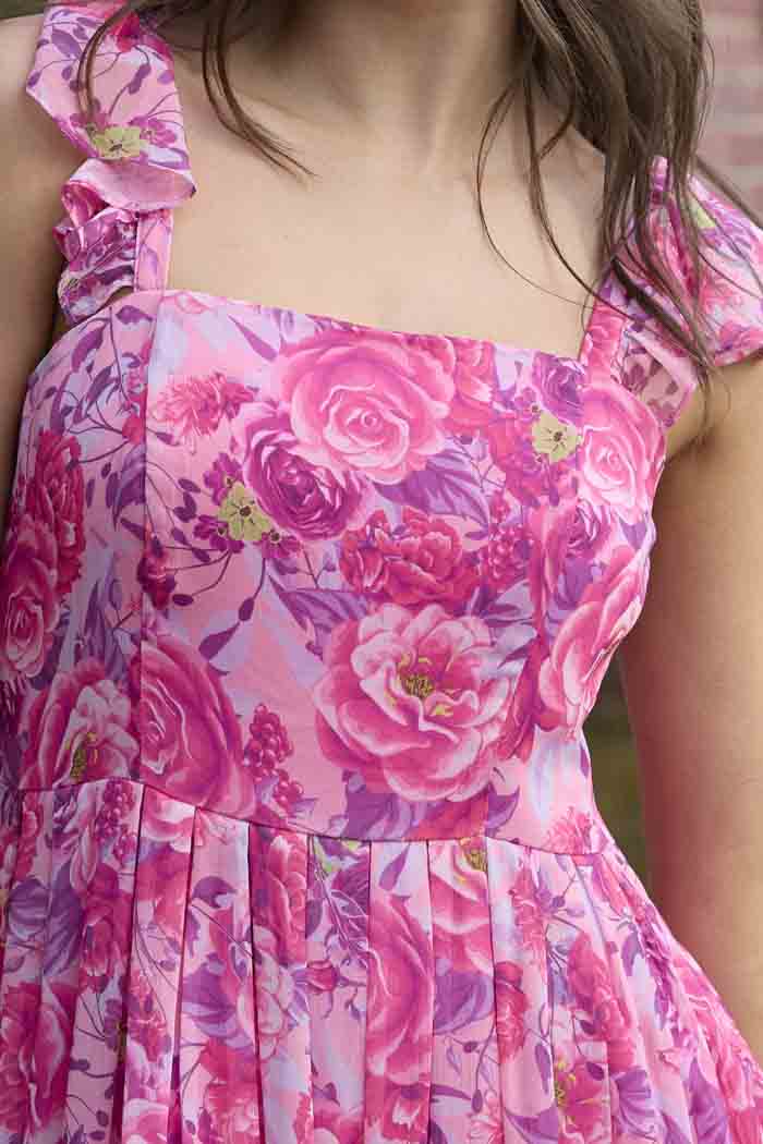 Gisele Maxi Dress - Chiffon Floral Pink