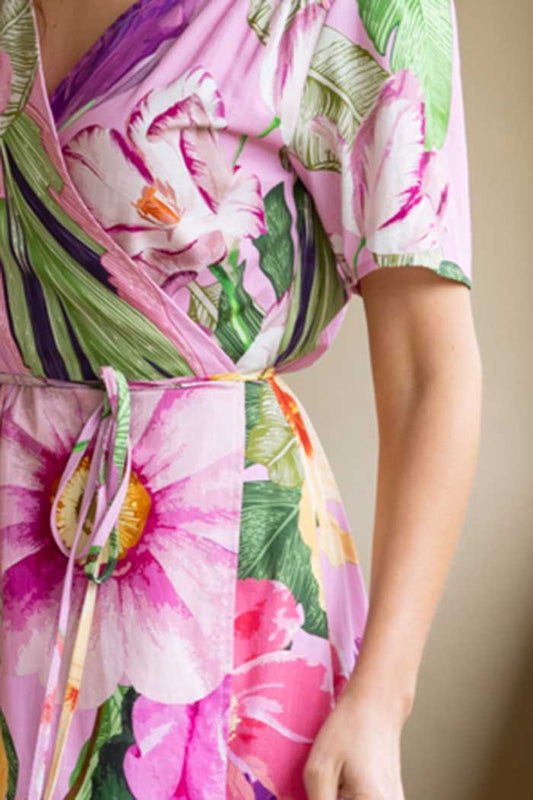 Jasper Wrap Dress - Pink Floral