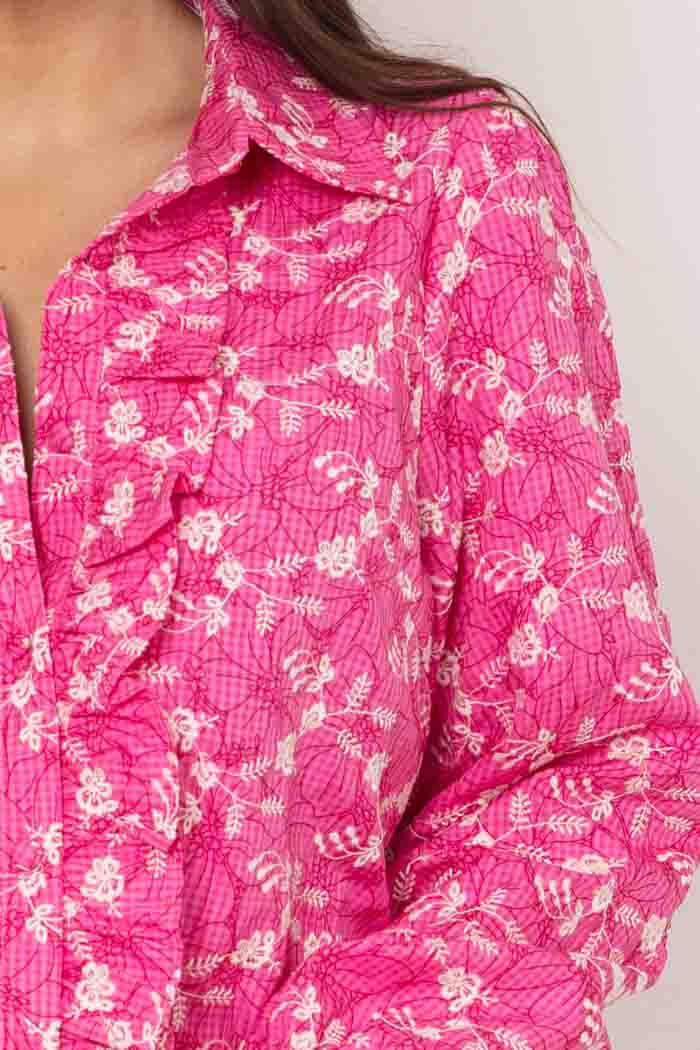 Briar Embroidered Shirt - Pink