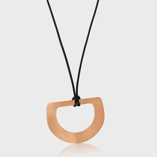 Circula Rose Gold D Leather Necklace