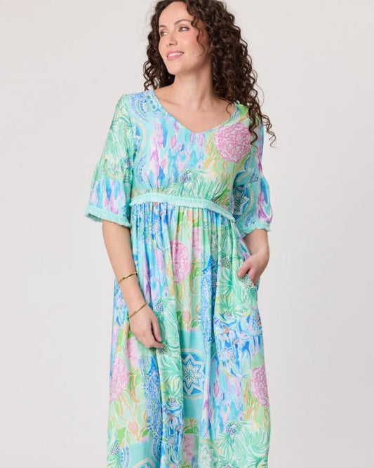 Rimini Tassel Dress - Aqua