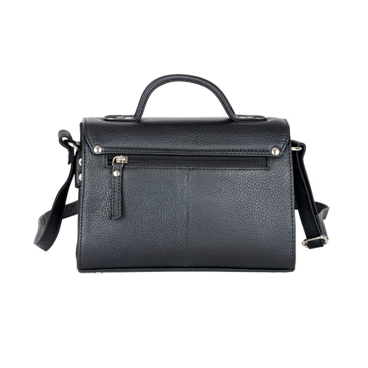 Harper - Black Leather Top Handle Crossbody Bag