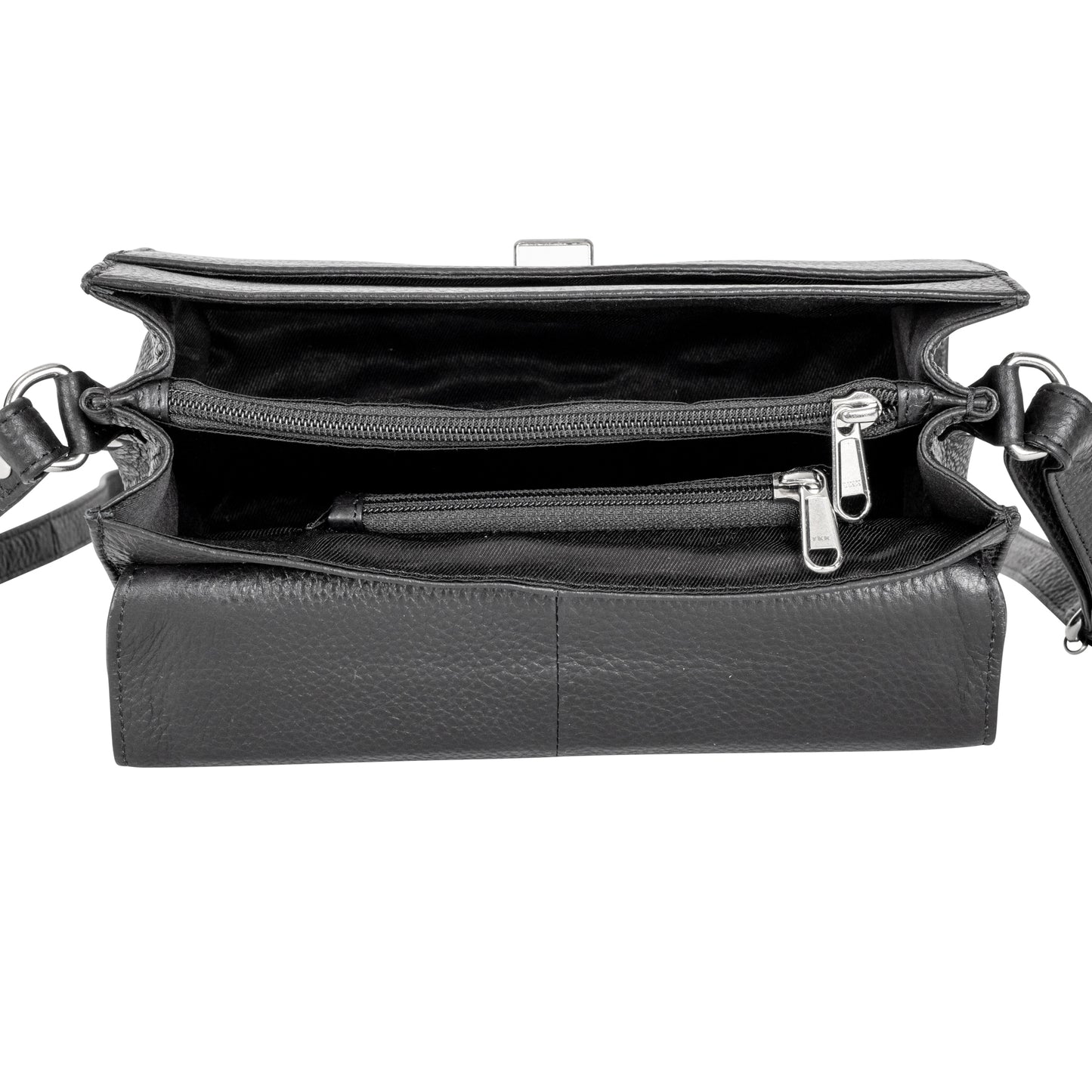 Harper - Black Leather Top Handle Crossbody Bag