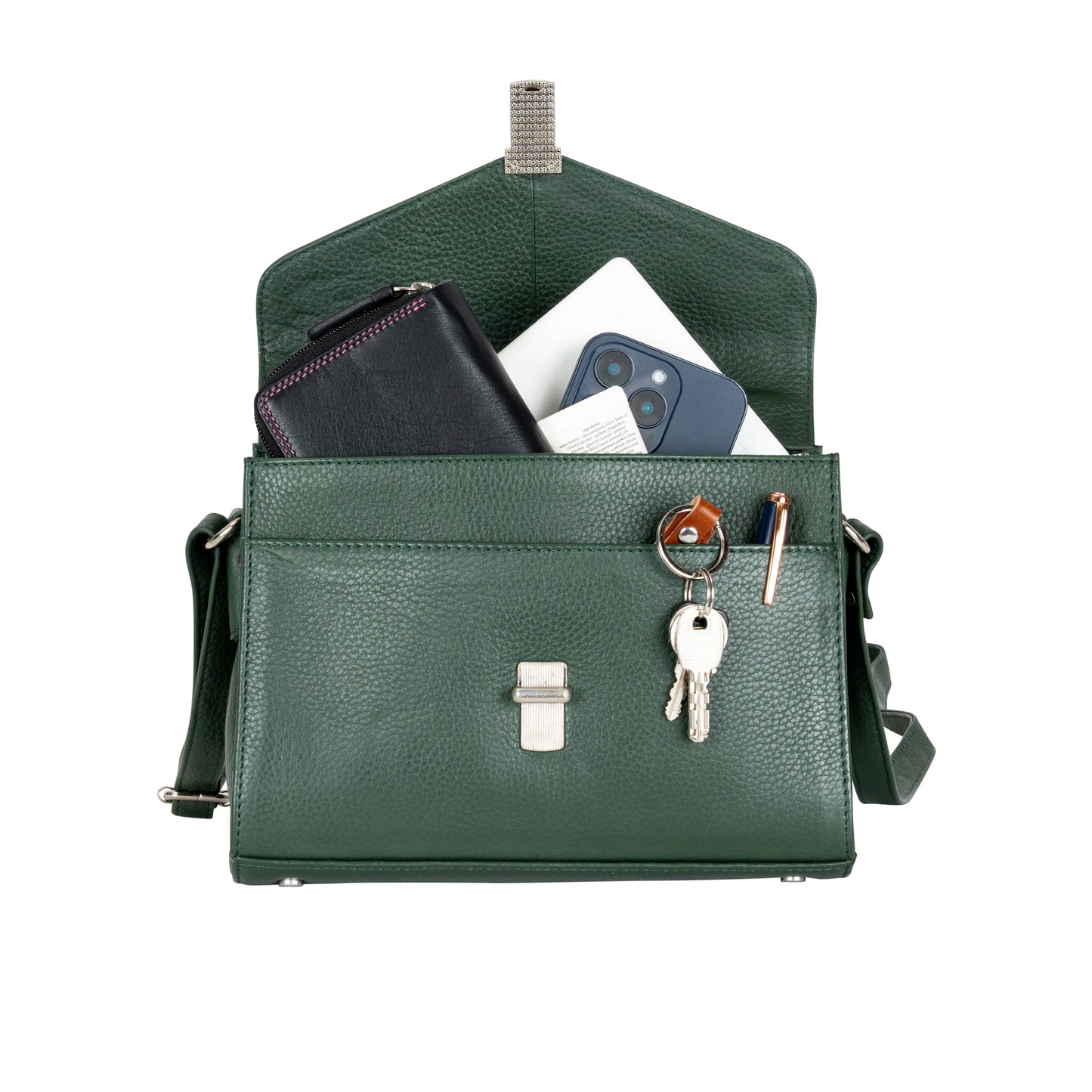 Harper - Sea Green Leather Top Handle Crossbody Bag