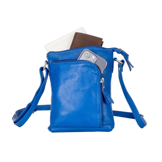 Greenwood  Leather Cross-Body Bag - Royal Blue