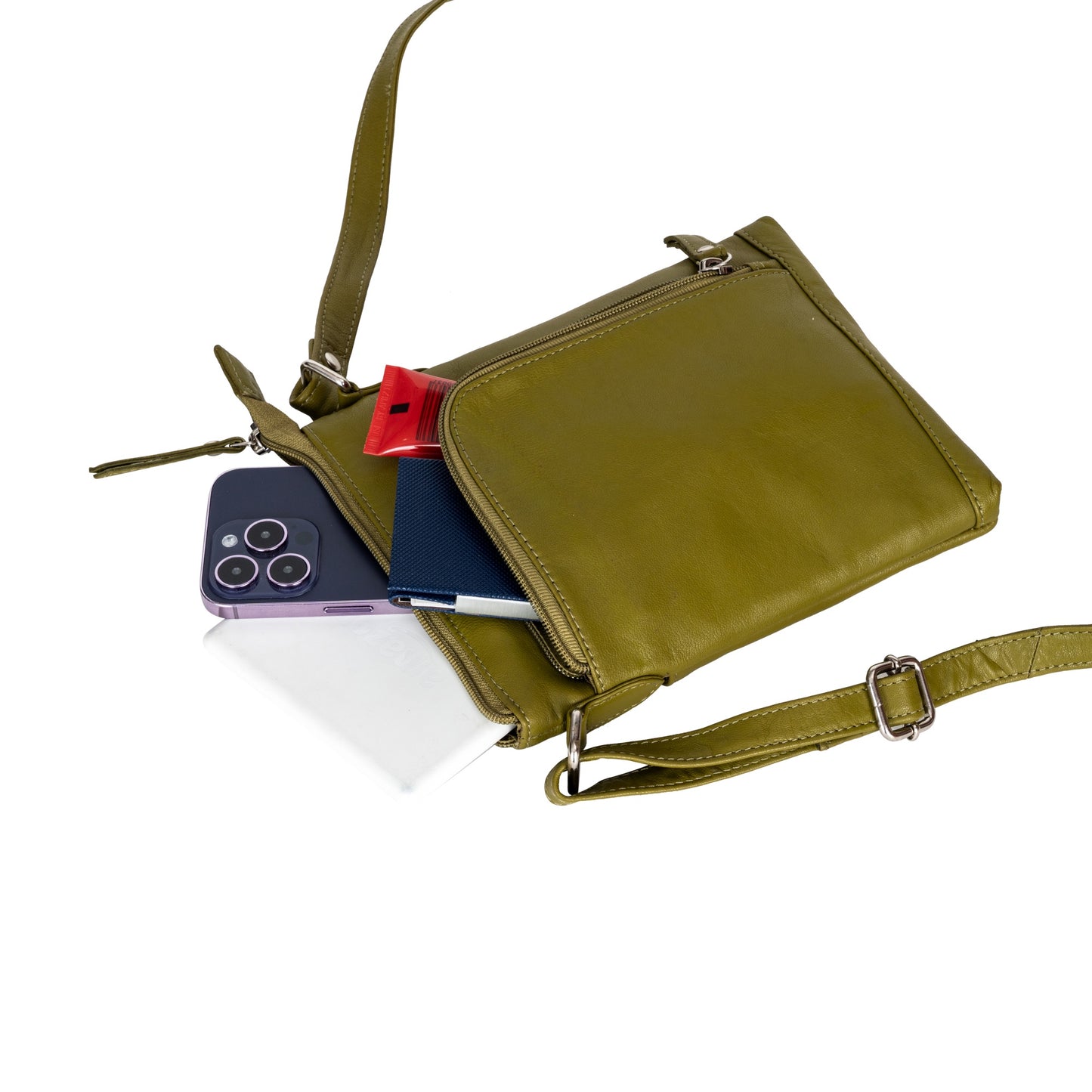 Greenwood Leather Cross Body Bag - Hazel Olive