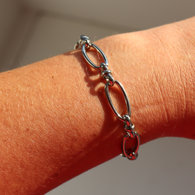 Steel Me - Large Oval Link Silver Bracelet