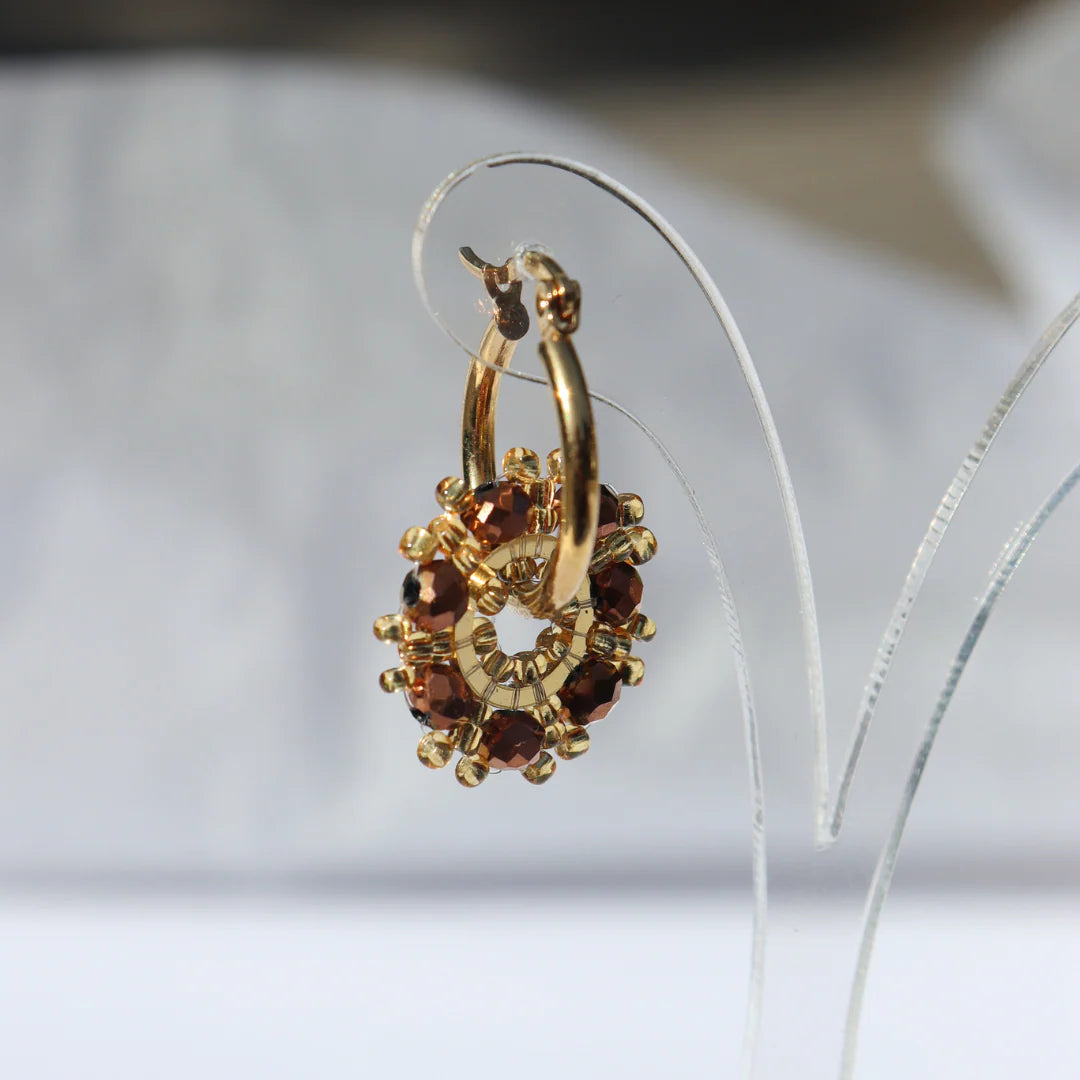 Steel Me Bronze Bead Hoop Earrings