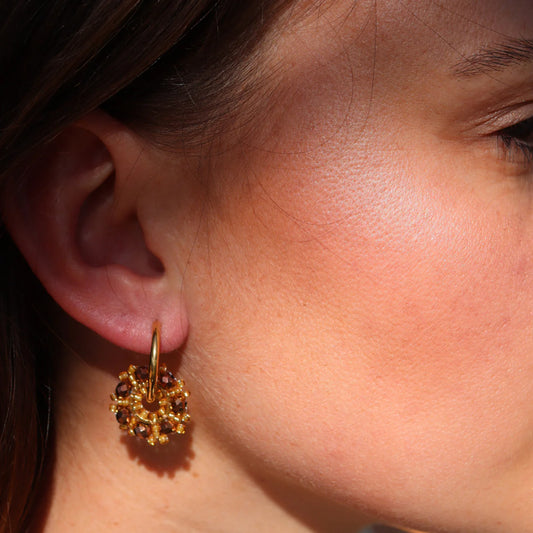 Steel Me Bronze Bead Hoop Earrings