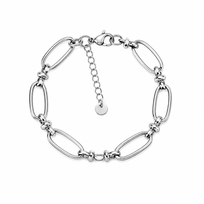 Steel Me - Large Oval Link Silver Bracelet