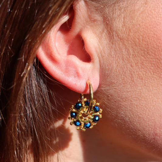 Steel Me - Peacock Blue Bead Earrings