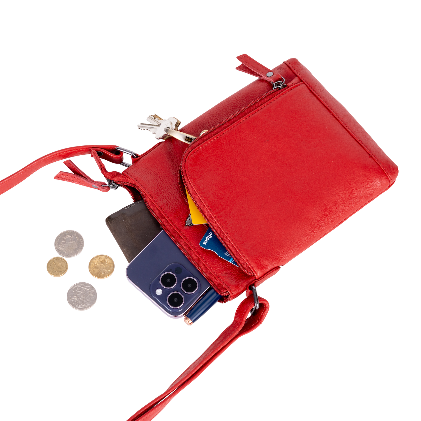 Greenwood Leather Cross-Body Bag - Red