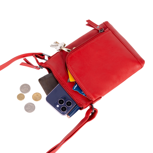 Greenwood Leather Cross-Body Bag - Red