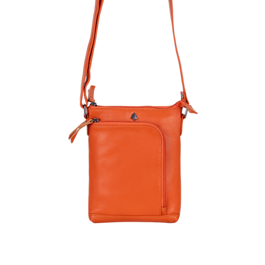 Greenwood Leather Cross Body Bag - Orange