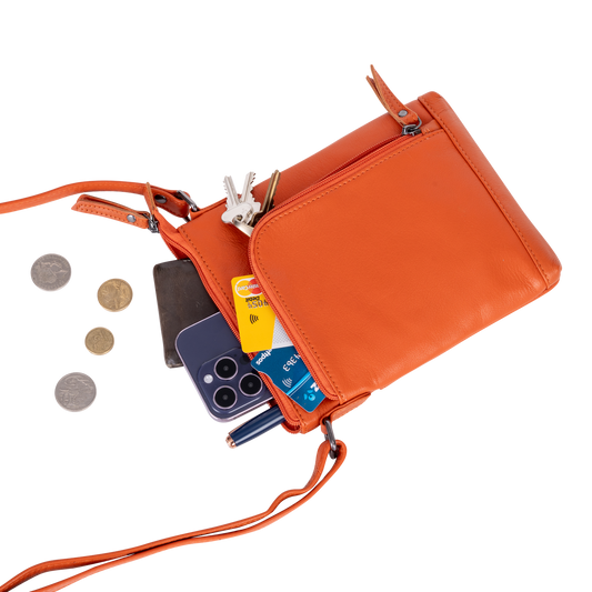 Greenwood Leather Cross Body Bag - Orange