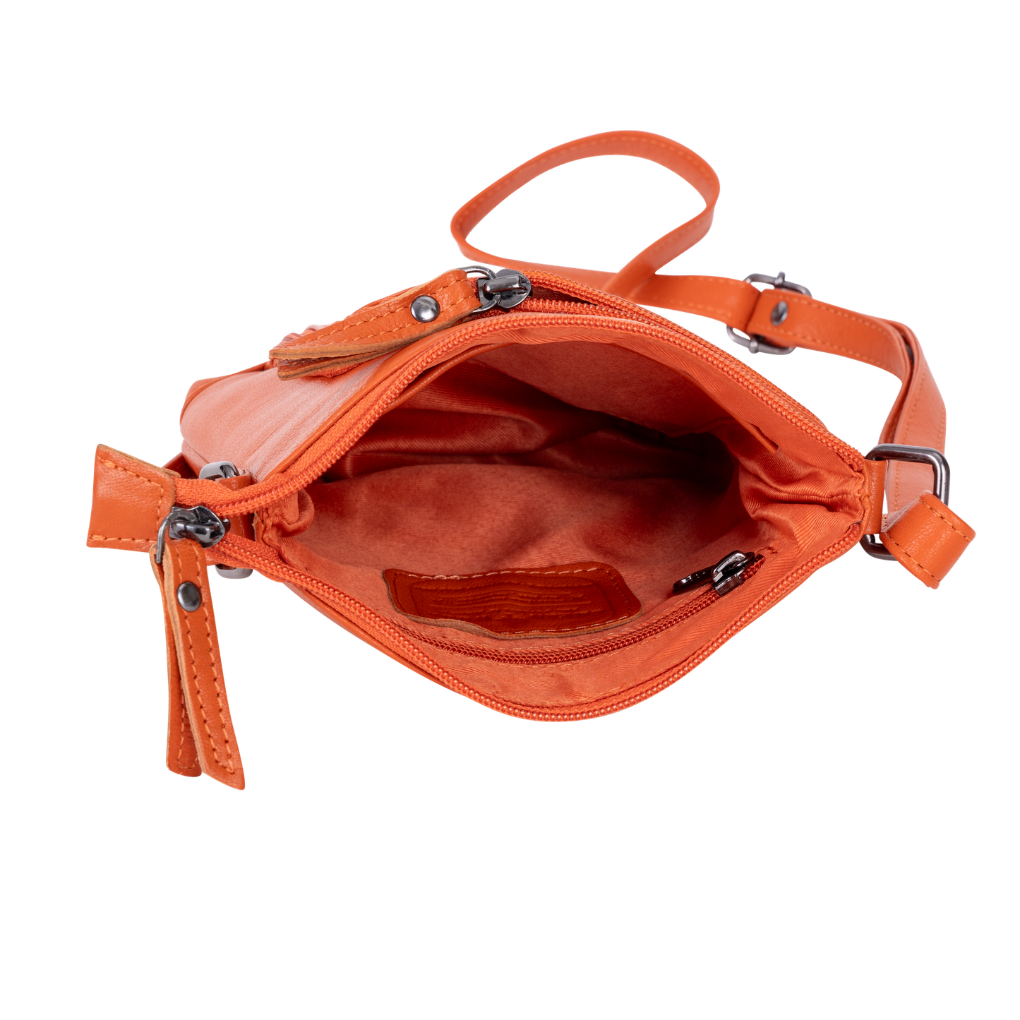 Greenwood Leather Cross Body Bag - Orange