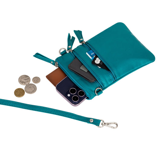 Kempsey Leather Sling Bag - Turquoise