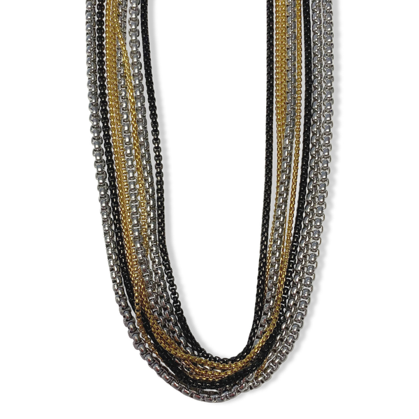 Steel Me Stainless Steel Multi Chain Necklace- 80cm