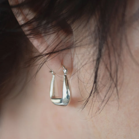 Bijoux Silver U Hoop Earrings