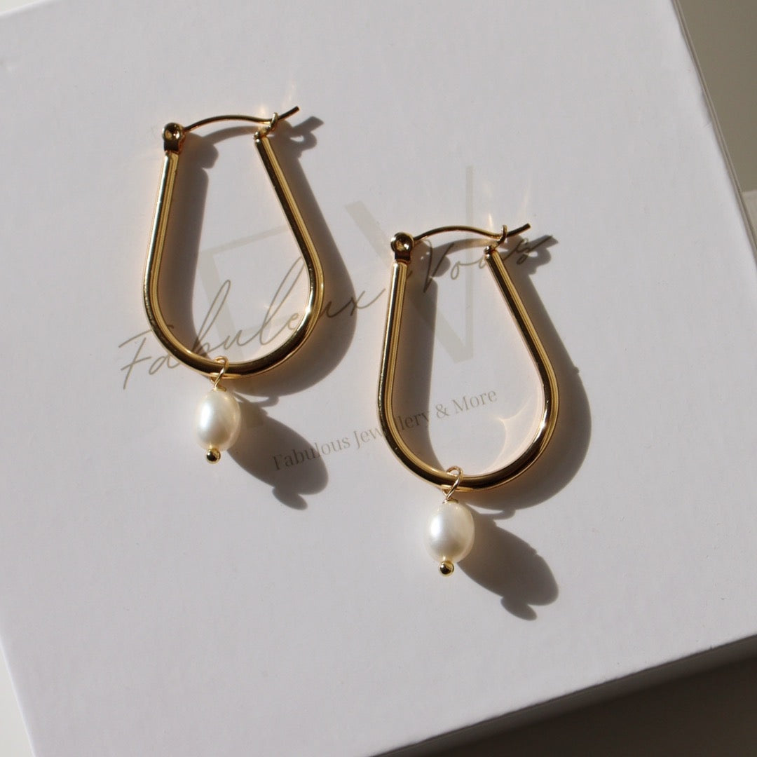 Steel Me -U- Pearl Earrings