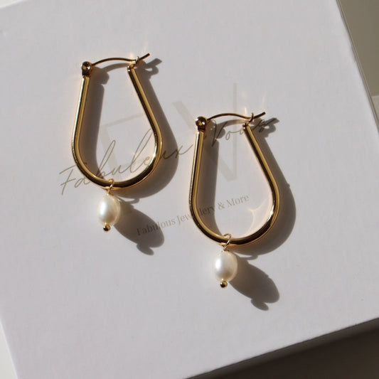Steel Me -U- Pearl Earrings