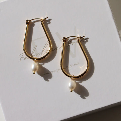 Steel Me -U- Pearl Earrings
