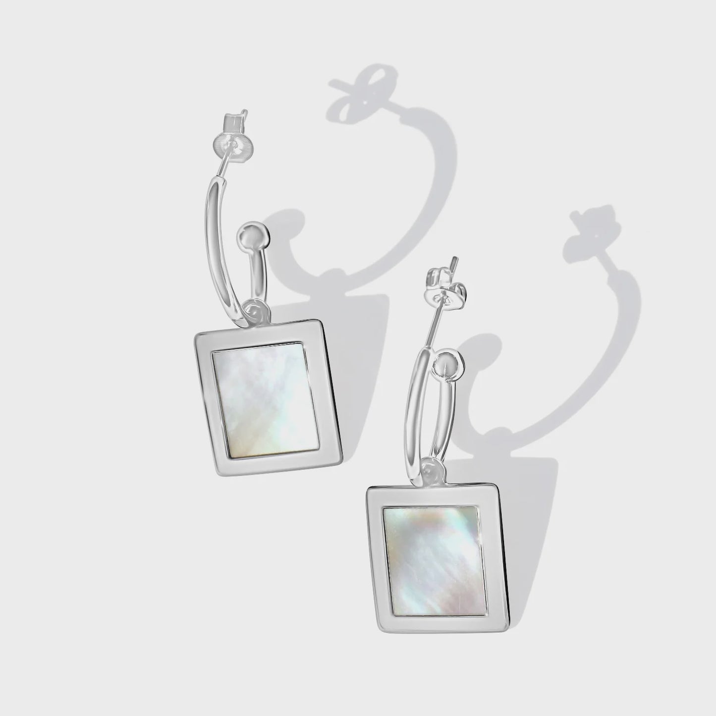 Steel Me -Silver Mother Of Pearl - Hoop Earrings