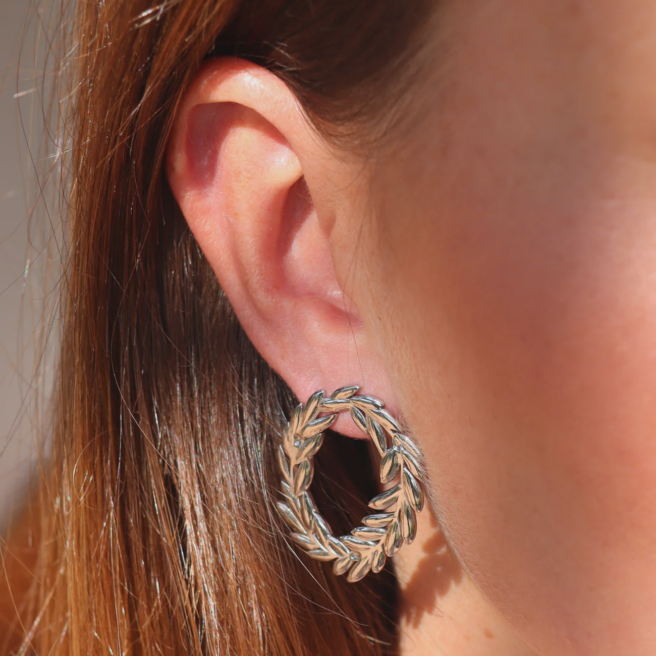 Steel Me - Olive Wreath Silver Earrings