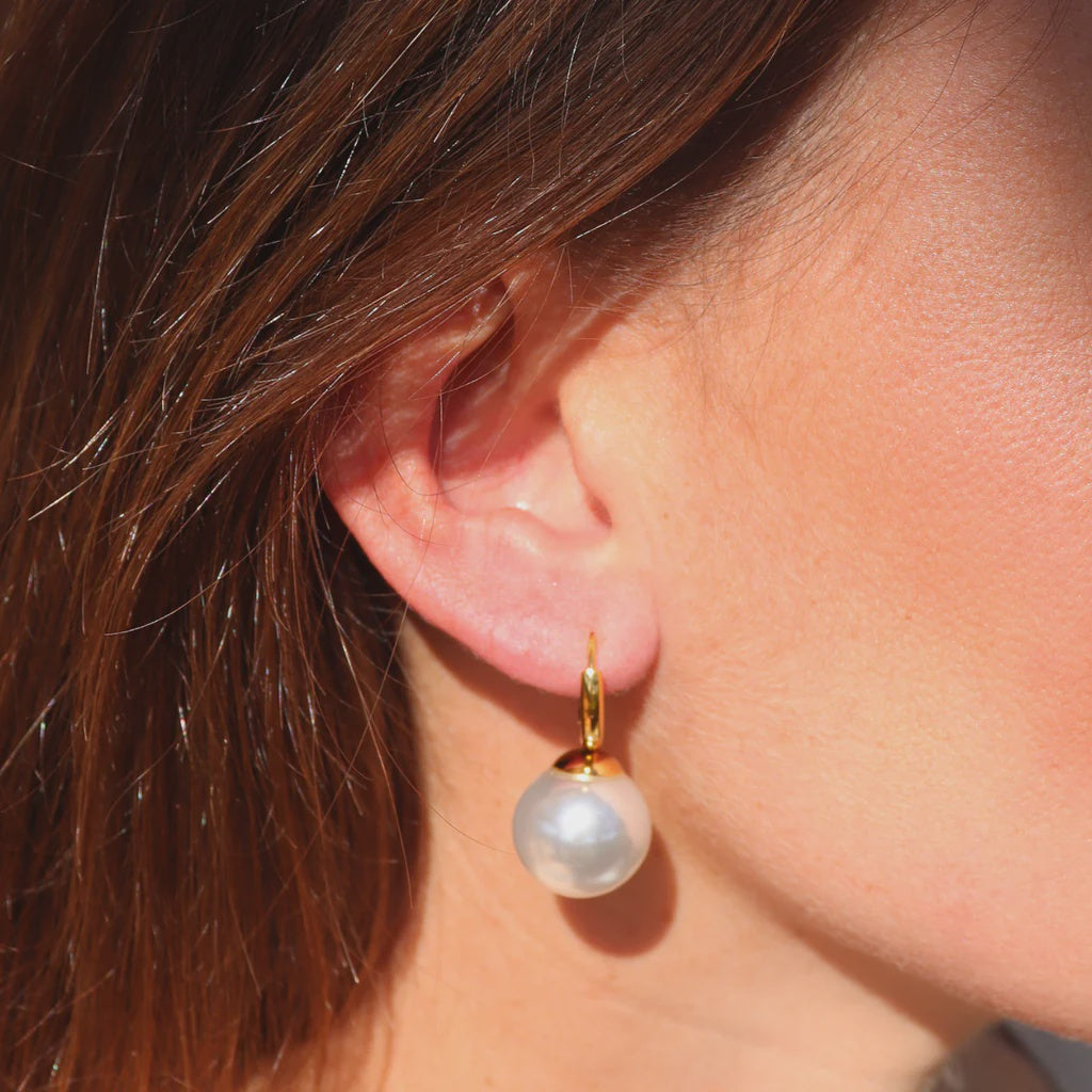 Steel Me - YG Round Man Made Pearl Earring