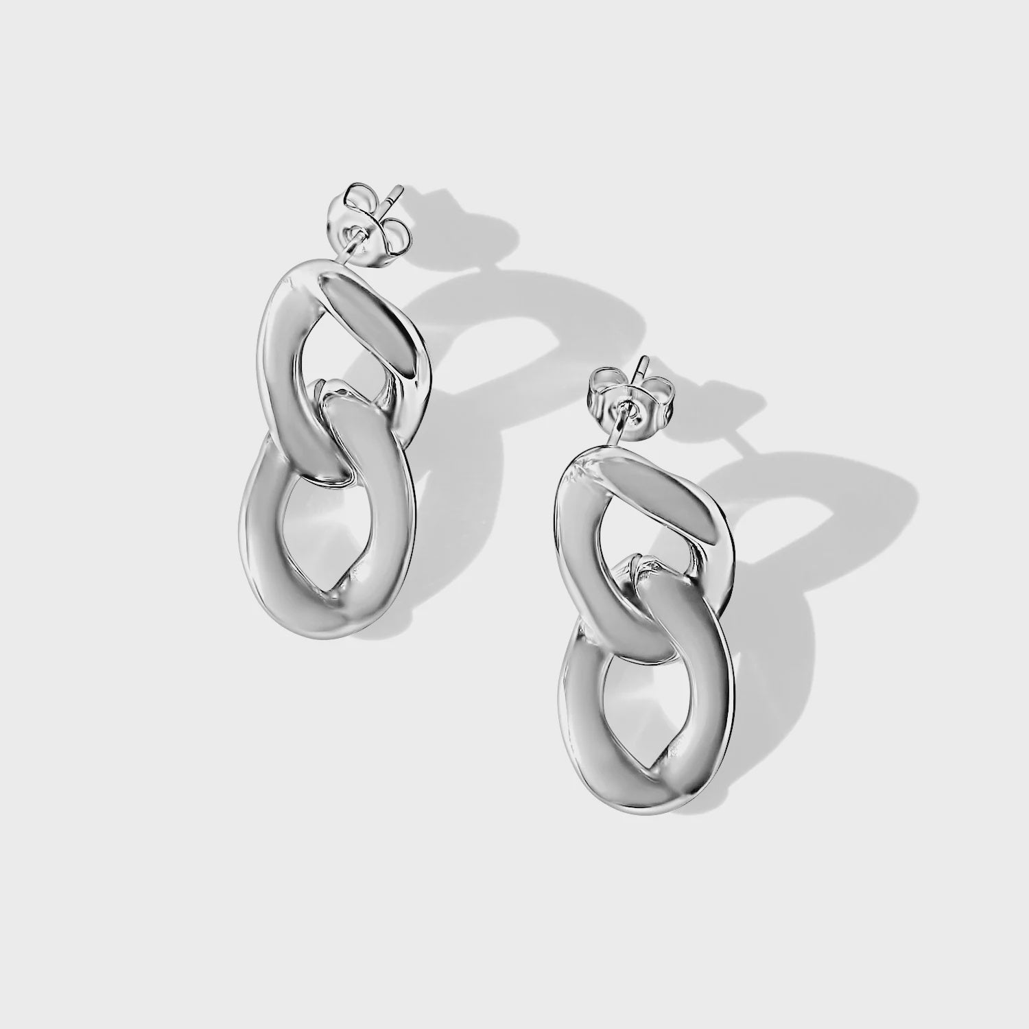 Steel Me - Silver Stainless Steel Dble Link Earrings