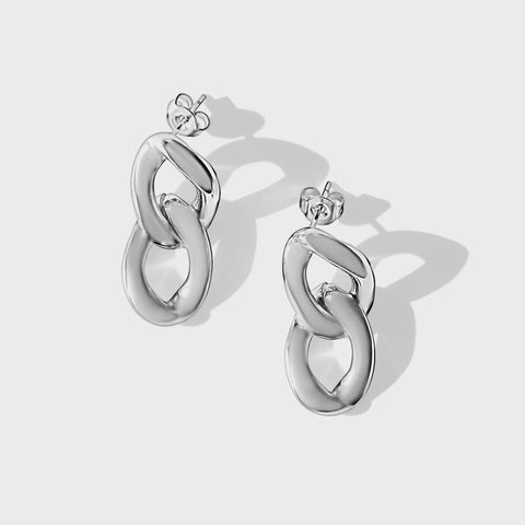 Steel Me - Silver Stainless Steel Dble Link Earrings