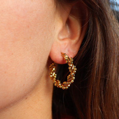 Steel Me Sunny YG Twist YG Hoop Earrings