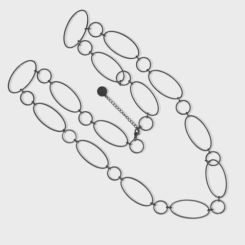 Steel Me Super Link S/S Necklace - Black - 85cm