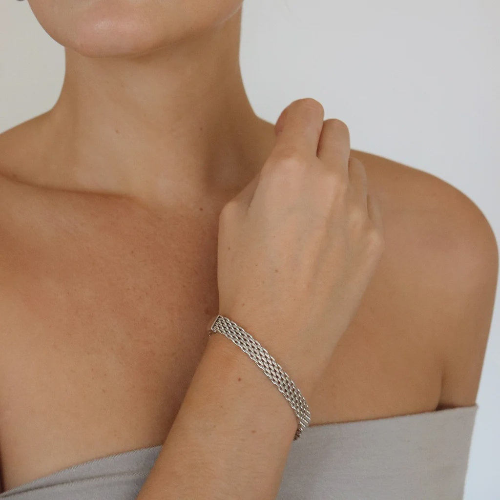Steel Me Woven Mesh Silver Bracelet