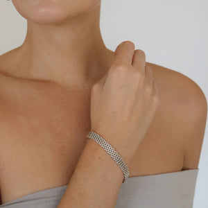 Steel Me Woven Mesh Silver Bracelet