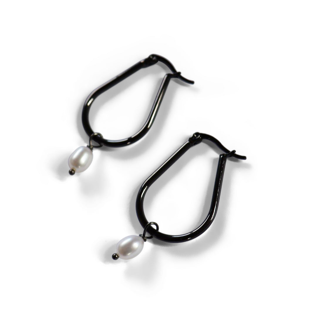 Steel Me -U- Pearl Earrings