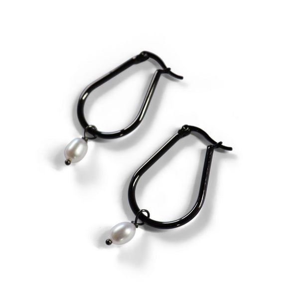 Steel Me -U- Pearl Earrings