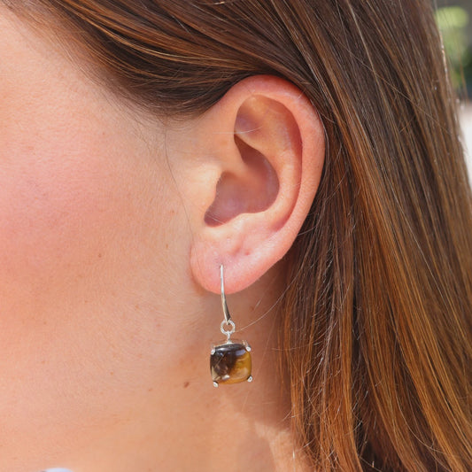 La Stele Tiger's Eye Dome Earrings