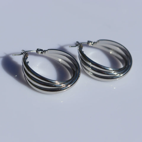Steel Me - Triple Ring Earrings