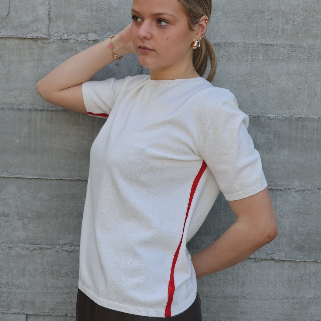 "Beryl" Stripe Cotton - Cashmere Top