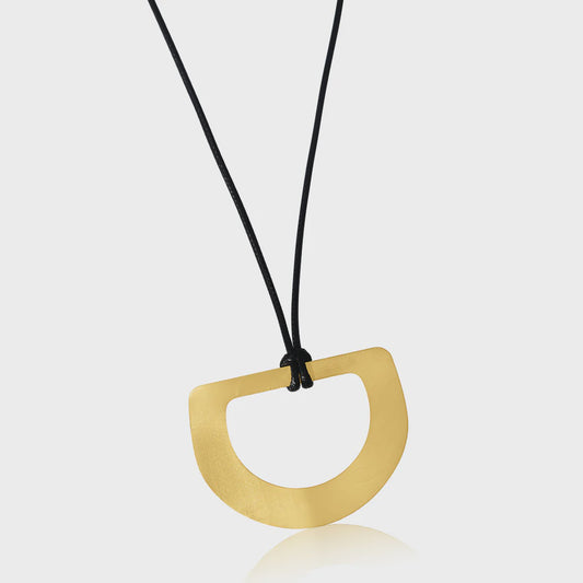 Circula Yellow Gold D Leather Necklace